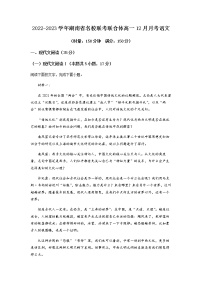 2022-2023学年湖南省名校联考联合体高一12月月考语文试题含解析