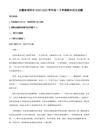 2022-2023学年安徽省阜阳市高一下学期期末语文试题Word版含解析