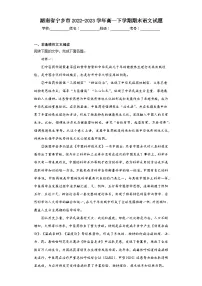 湖南省宁乡市2022-2023学年高一下学期期末语文试题