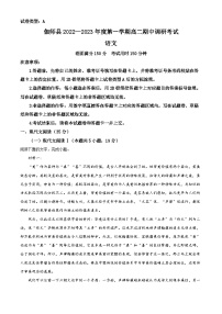 新疆喀什地区英吉沙县2022-2023学年高二上学期期中语文试题（解析版）