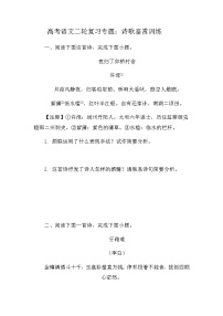 高考语文二轮复习专题：诗歌鉴赏训练（含答案）