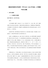 2023-2024学年湖南省常德市汉寿县第一中学高二上学期期中考试语文试题含答案