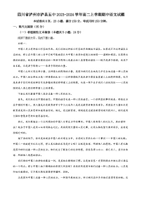 四川省泸州市泸县五中2023-2024学年高二上学期期中语文试题（Word版附解析）