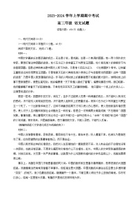 2024衡水冀州中学高三上学期期中考试语文无答案