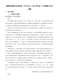 湖南省常德市汉寿县第一中学2023-2024学年高二上学期期中语文试题（Word版附解析）