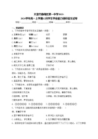 天津市静海区第一中学2023-2024学年高一上学期12月学生学业能力调研语文试卷(含答案)