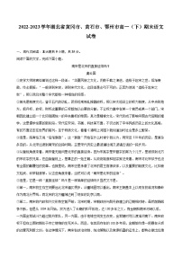 2022-2023学年湖北省黄冈市、黄石市、鄂州市高一（下）期末语文试卷（含详细答案解析）