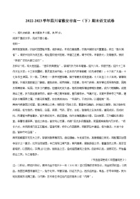 2022-2023学年四川省雅安市高一（下）期末语文试卷（含详细答案解析）