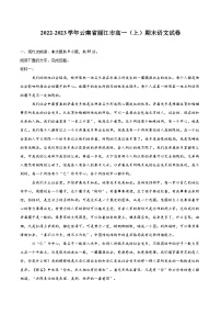 2022-2023学年云南省丽江市高一（上）期末语文试卷（含详细答案解析）