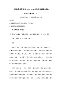 2023-2024学年湖南省衡阳市衡阳县第四中学高一上学期11月期中语文试题含答案