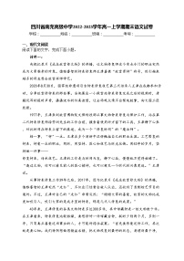 四川省南充高级中学2022-2023学年高一上学期期末语文试卷(含答案)