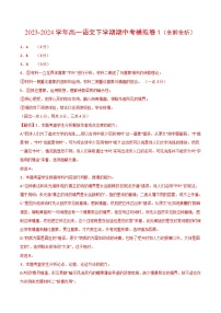 2023-2024年高一语文期中模拟卷01【测试范围：必修下册1~4单元，古诗诵读】（新高考专用）