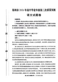 2024届河南省郑州市高中毕业年级第三次质量预测语文试卷