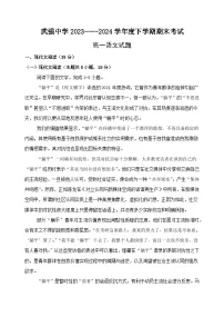 河北省衡水市武强中学2023-2024学年高一下学期期末考试语文试题