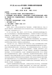 安徽省合肥市庐江县2023-2024学年高一下学期期末考试语文试题