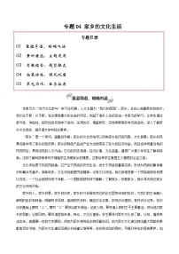 专题04家乡的文化生活（当代文化参与+学写家乡人物风物志）新高一暑假学习提升计划-语文