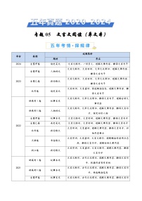 专题05 文言文阅读（单文本）（学生卷）五年（2020-2024）高考语文真题分类汇编（全国通用）