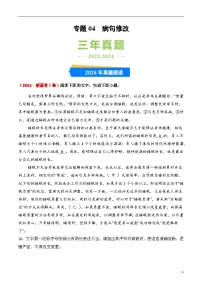 三年（2022-2024）高考语文真题分类汇编（全国通用）专题04 病句修改（原卷版）