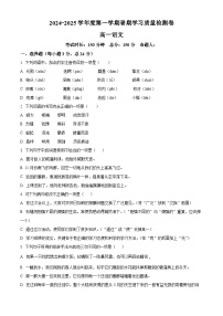 甘肃省武威市凉州区2024-2025学年高一上学期暑期学习质量检测（开学考）语文试卷（原卷版）