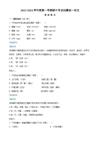 北京市怀柔区青苗学校2023-2024学年高一上学期期中考试语文试卷（Word版附解析）