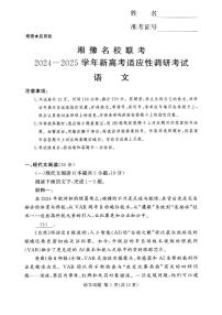 2025届湘豫名校高三上学期9月新高考适应性调研考试语文试题+