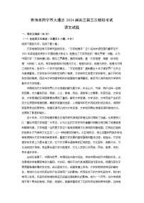 【语文】青海省西宁市大通县2024届高三第三次模拟考试试题（解析版）
