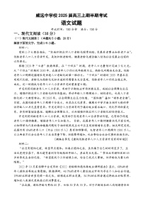 四川省内江市威远中学2024-2025学年高三上学期期中考试语文试卷（Word版附答案）