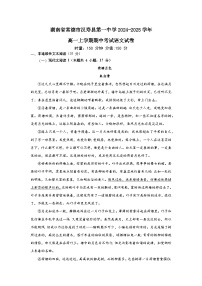 湖南省常德市汉寿县第一中学2024-2025学年高一上学期11月期中考试语文试题