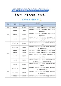 五年高考真题（2020-2024）分类汇编 语文 专题05 文言文阅读（单文本） 含解析