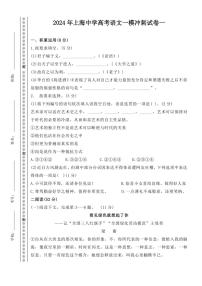 2024～2025学年上海市上海中学高三(上)一模冲刺语文试卷一(含答案)