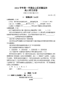 2024-2025学年上海市金山区高三高考一模语文试卷含答案