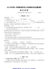 2025届上海市青浦区高三(上)期终学业质量调研(一模)语文试卷(含答案)