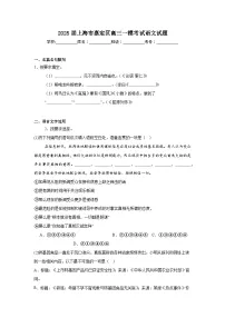 2025届上海市嘉定区高三一模考试语文试题