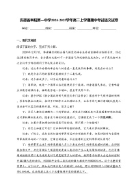 安徽省阜阳第一中学2024-2025学年高二上学期期中考试语文试卷(含答案)