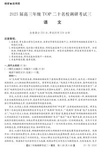 河南省TOP二十名校2025届高三上学期调研考试（三）语文试卷（PDF版附解析）