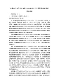 安徽省六安市部分学校2024届高三（上）期末质量检测语文试卷（解析版）