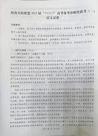 西南名校联盟2025届高三3+3+3高考模拟备考诊断性联考（一）-语文试题+答案