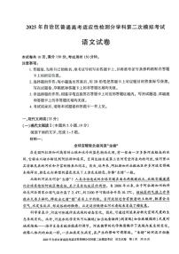 2025届新疆维吾尔自治区普通高考适应性检测分学科第二次模拟考试语文试题