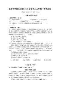 上海市奉贤区2025届高三上学期高考模拟考-语文试题+答案