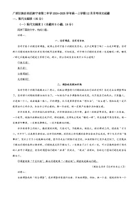 广西壮族自治区南宁市第二中学2024-2025学年高一上学期12月月考语文试题