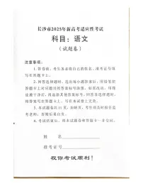 湖南省长沙市2024-2025学年高三上学期新高考适应性考试语文试题