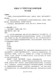 2025昭通高三上学期1月诊断性检测试题语文PDF版含解析