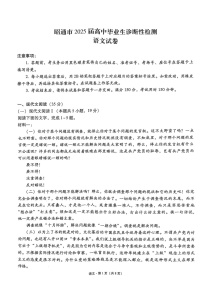 云南省昭通市2025届高三上学期1月毕业生诊断性检测语文试题