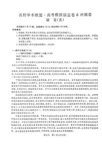 河南省名校学术联盟2025届高三下学期模拟冲刺（五）语文试题（PDF版附解析）