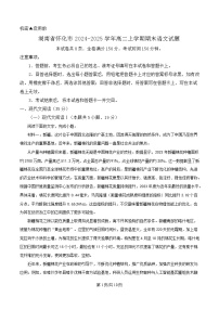 湖南省怀化市2024-2025学年高二上学期期末语文试题（Word版附解析）