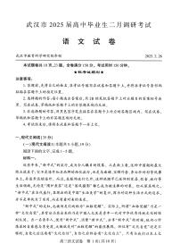 语文丨湖北省武汉市2025届高三下学期二月调研考试（武汉二调）语文试卷及答案