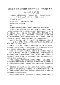湖北省武汉市常青联合体2024-2025学年高一上学期期末考试语文试卷 含解析