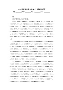 2025届青海省海东市高三二模语文试题（无答案解析）