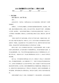 2025届新疆维吾尔自治区高三二模语文试题（附答案解析）