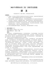湖南省邵阳市2025届高三下学期3月二模语文试卷（PDF版附答案）